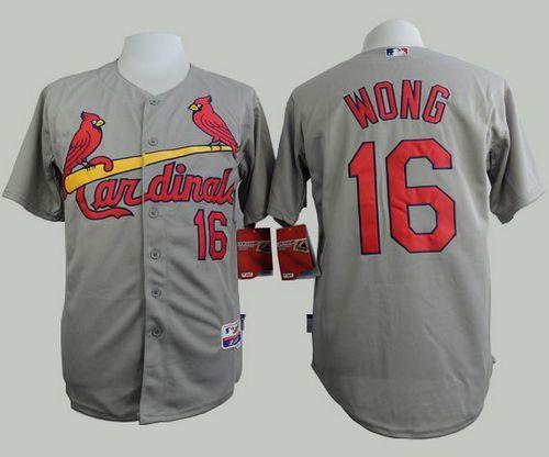 Cardinals #16 Kolten Wong Grey Cool Base Stitched MLB Jersey - Click Image to Close